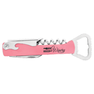 Bottle Opener - Leatherette Wine and Bottle - Pink