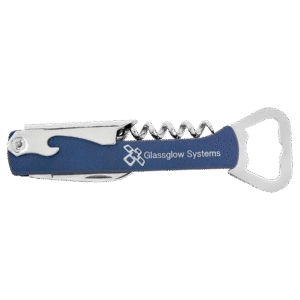 Bottle Opener - Leatherette Wine and Bottle - Black/Silver