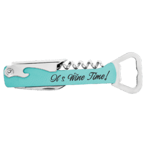 Bottle Opener - Leatherette Wine and Bottle - Teal