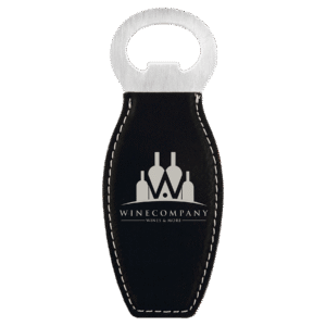 Bottle Opener - Leatherette Grip with Magnet - Black/Silver