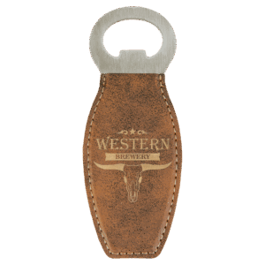 Bottle Opener - Leatherette Grip with Magnet - Rustic/Gold
