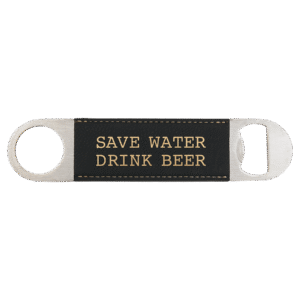 Bottle Opener - Leatherette Grip - Black/Gold