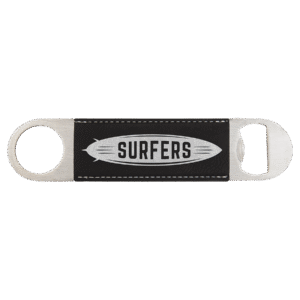 Bottle Opener - Leatherette Grip - Black/Silver