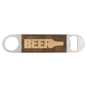 Bottle Opener - Leatherette Grip - Rustic/Gold