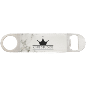 Bottle Opener - Leatherette Grip - White Marble