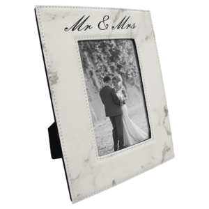 Picture Frames - 4" x 6" Leatherette - White Marble