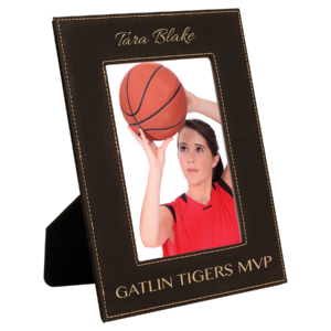 Picture Frames - 5" x 7" Leatherette - Black/Gold
