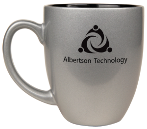 Ceramic Bistro Mugs - 16oz. - Silver/Black