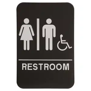 ADA 6" x 9" Black/White Unisex (w/wheelchair) Accessible Restroom Sign