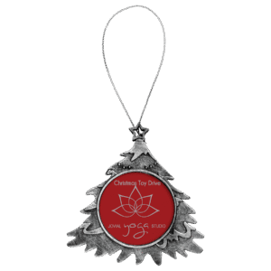 Christmas Ornaments - Full Color Imprint - 4" Antique Silver Tree
