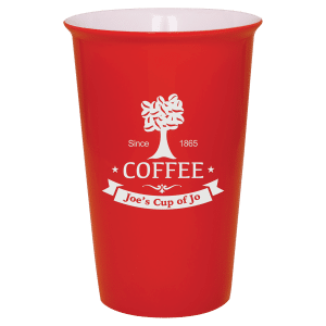 Ceramic Latte Mug w/Silicone Lid, 14oz.