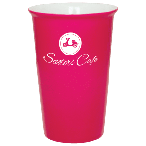 Ceramic Latte Mug w/Silicone Lid, 14oz.