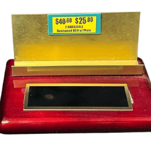 Business Card Holder - Rosewood Piano Finish Desk Holder