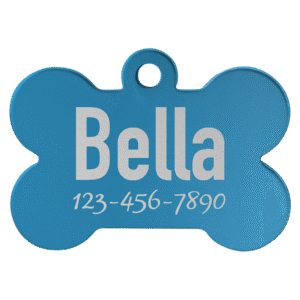Pet Tags - Anodized Aluminum - Blue, Bone Small