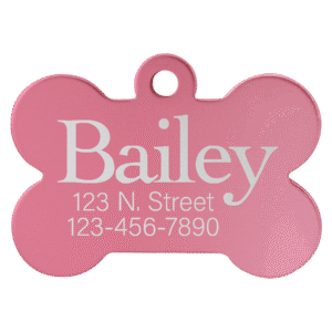Pet Tags - Anodized Aluminum - Pink, Bone Small