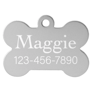 Pet Tags - Anodized Aluminum - Silver, Bone Small
