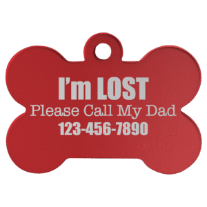 Pet Tags - Anodized Aluminum - Red, Bone Large