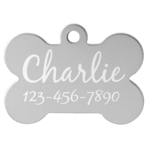 Pet Tags - Anodized Aluminum - Silver, Bone Large