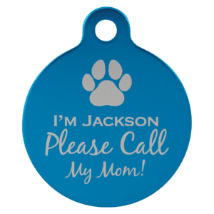 Pet Tags - Anodized Aluminum - Blue, Round Small