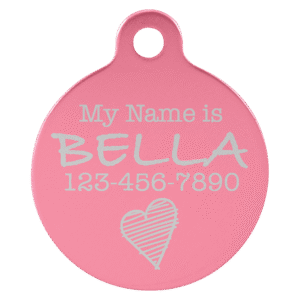 Pet Tags - Anodized Aluminum - Pink, Round Small