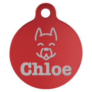 Pet Tags - Anodized Aluminum - Red, Round Small