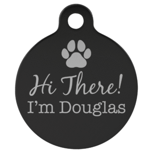 Pet Tags - Anodized Aluminum - Black, Round Large