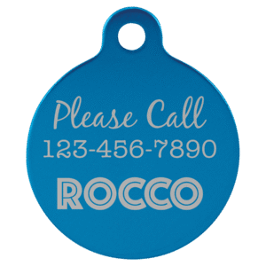 Pet Tags - Anodized Aluminum - Blue, Round Large