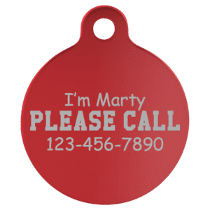 Pet Tags - Anodized Aluminum - Red, Round Large