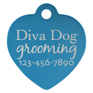 Pet Tags - Anodized Aluminum - Blue, Heart Small