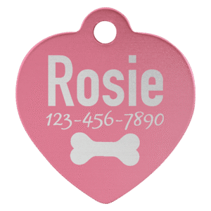 Pet Tags - Anodized Aluminum - Pink, Heart Small