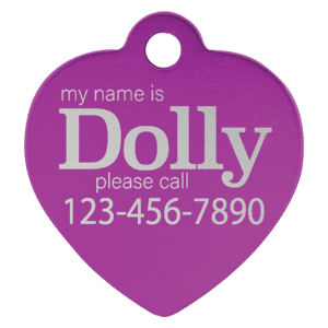 Pet Tags - Anodized Aluminum - Purple, Heart Small
