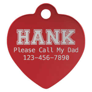Pet Tags - Anodized Aluminum - Red, Heart Small
