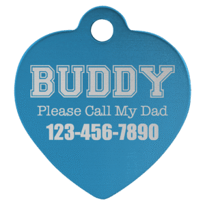 Pet Tags - Anodized Aluminum - Blue, Heart Large