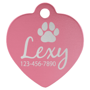 Pet Tags - Anodized Aluminum - Pink, Heart Large