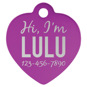 Pet Tags - Anodized Aluminum - Purple, Heart Large