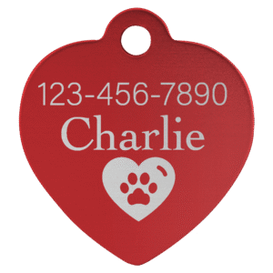 Pet Tags - Anodized Aluminum - Red, Heart Large