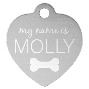 Pet Tags - Anodized Aluminum - Silver, Heart Large