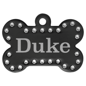 Pet Tags - Anodized Aluminum - Black, Bone Bling