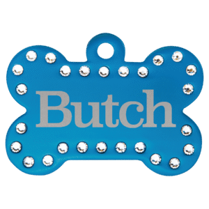 Pet Tags - Anodized Aluminum - Blue, Bone Bling