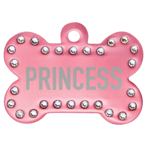 Pet Tags - Anodized Aluminum - Pink, Bone Bling