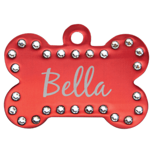 Pet Tags - Anodized Aluminum - Red, Bone Bling