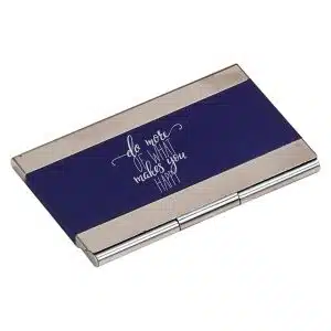 3-3/4" x 2-1/2" Blue Steel Business Card Holder