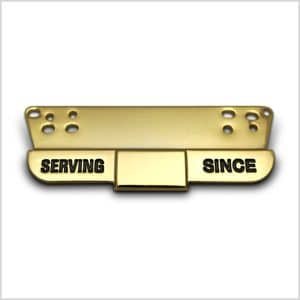 Gold Serving Since Name Badge. Includes 2-3/8" x 1/2" Badge for Name.
