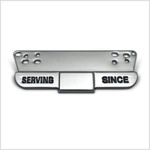 Silver Serving Since Name Badge. Includes 2-3/8" x 1/2" Badge for Name.