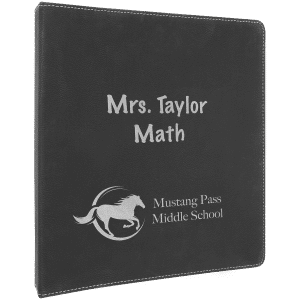 Black/Silver Leatherette 3-Ring Binder Small