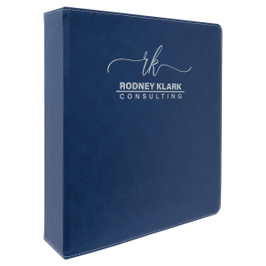 Blue/Silver Leatherette 3-Ring Binder Large