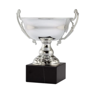 Metal Bowl Cup Trophy w/Black Marble Base
