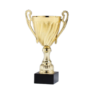 Metal Cup Trophy w/Plastic Stem & Black Marble Base