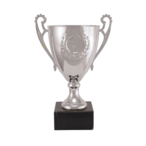 Italian Silver Metal Cup Trophy w/Black Marble Base & 2" Insert