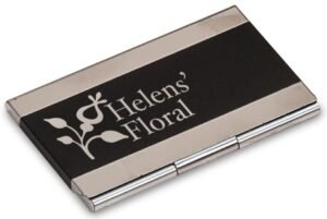 3 3/4" x 2 1/2" Black Steel Business Card Holder